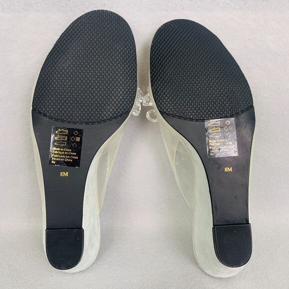 New York Transit Clear Wedge Sandals 8 Crystal Beaded Slip On Shoes Y2K Party - Picture 7 of 7